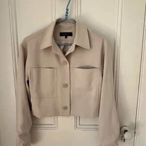 Quince Stretch Crepe Cropped Jacket Medium- Sand